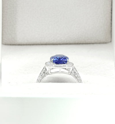 18K White Gold Tanzanite & Diamond Ring