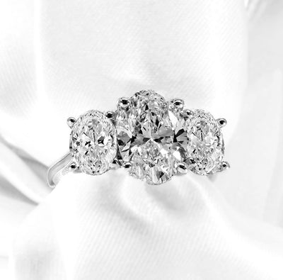 The Grace Ring - Oval Lab-Grown Diamond Trilogy with Hidden Halos