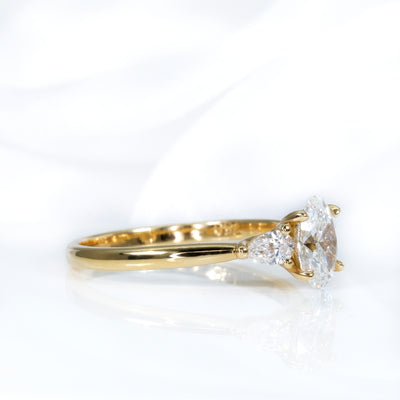 18K Yellow Gold Trilogy Engagement Ring