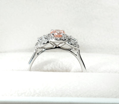 9K White Gold Trilogy Ring with Lab-Grown Pink & White Diamonds
