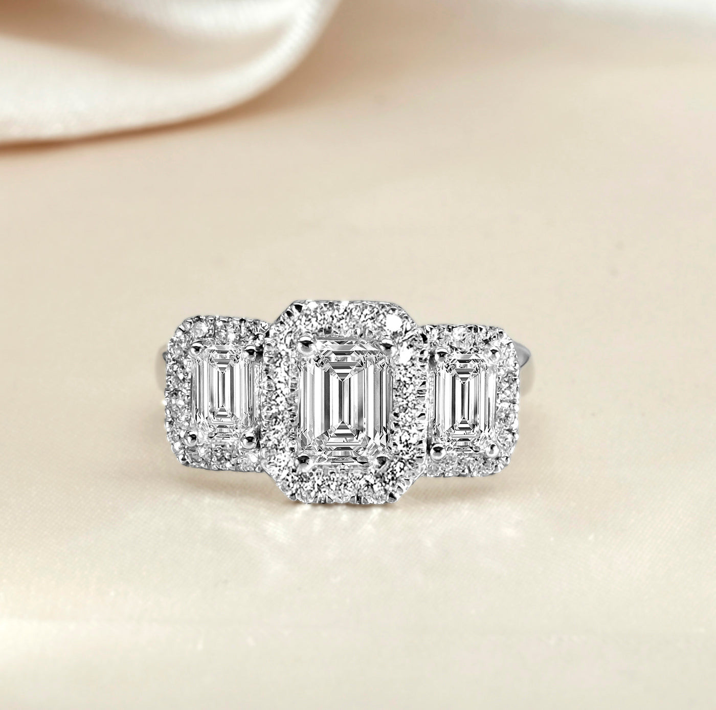 18K White Gold  Lab Grown Diamond Trilogy