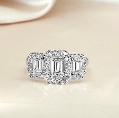 18K White Gold  Lab Grown Diamond Trilogy