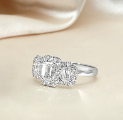 18K White Gold  Lab Grown Diamond Trilogy