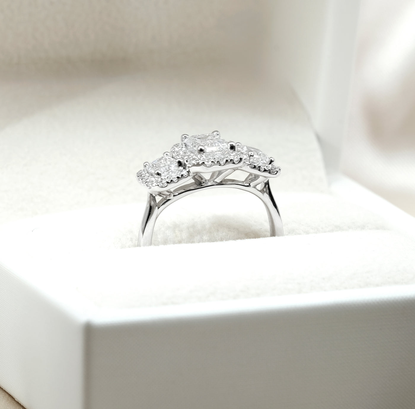 18K White Gold  Lab Grown Diamond Trilogy