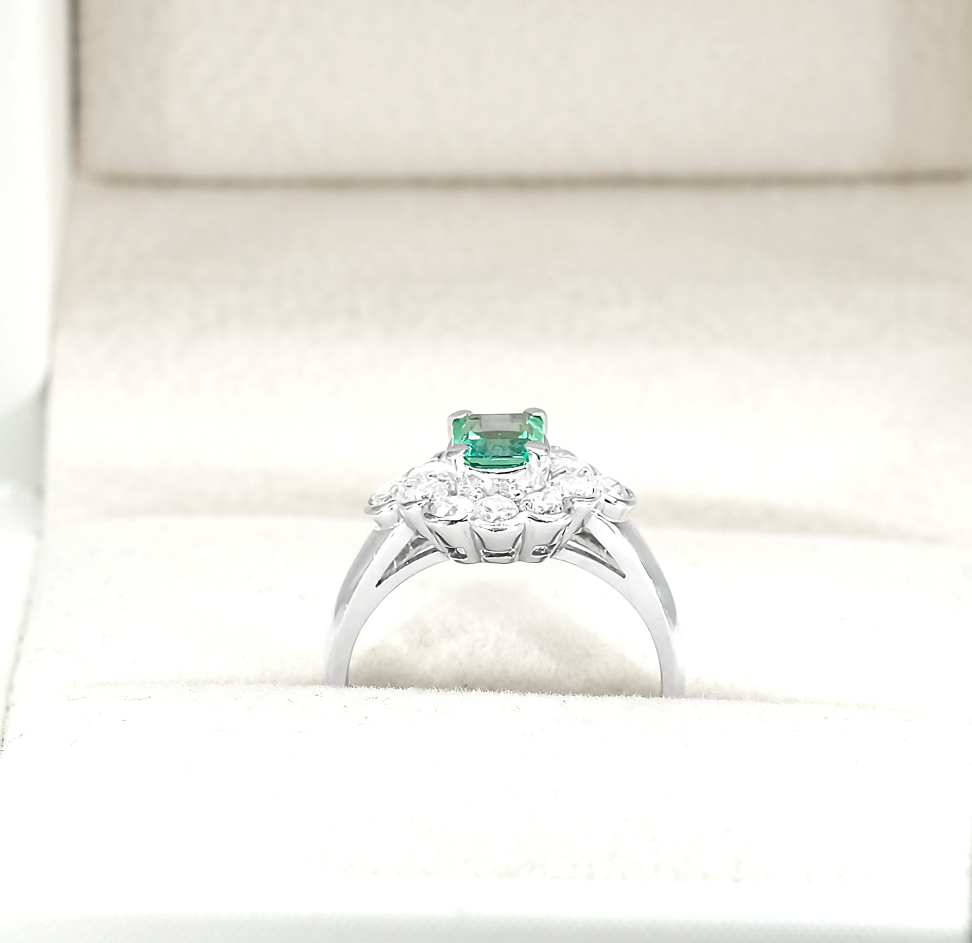Platinum Emerald & Diamond Ring