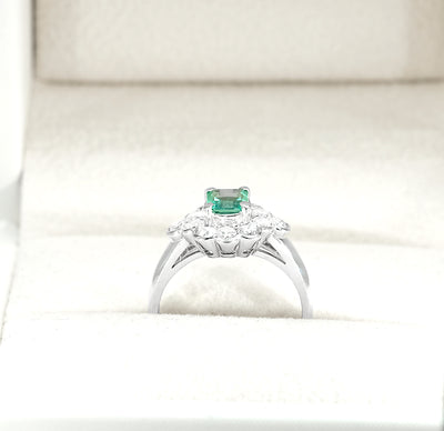 Platinum Emerald & Diamond Ring