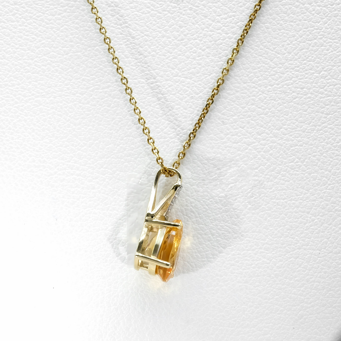 9K Yellow Gold Citrine & Diamond Pendant