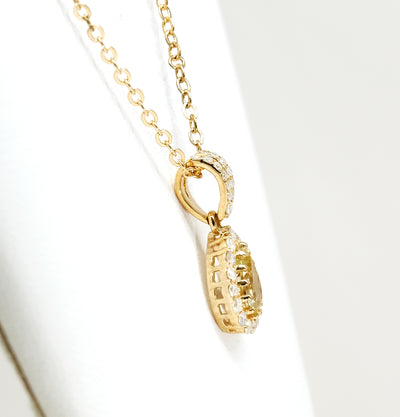 9K Yellow Gold Citrine & Diamond Pendant