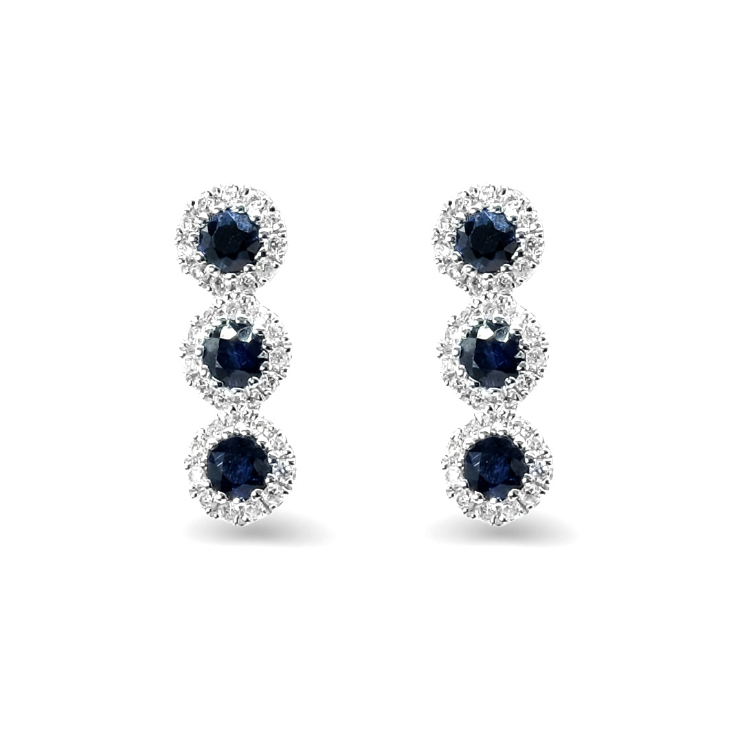 18K White Gold Sapphire & Diamond Earrings