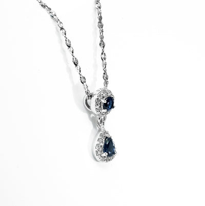 9K White Gold Sapphire & Diamond Pendant