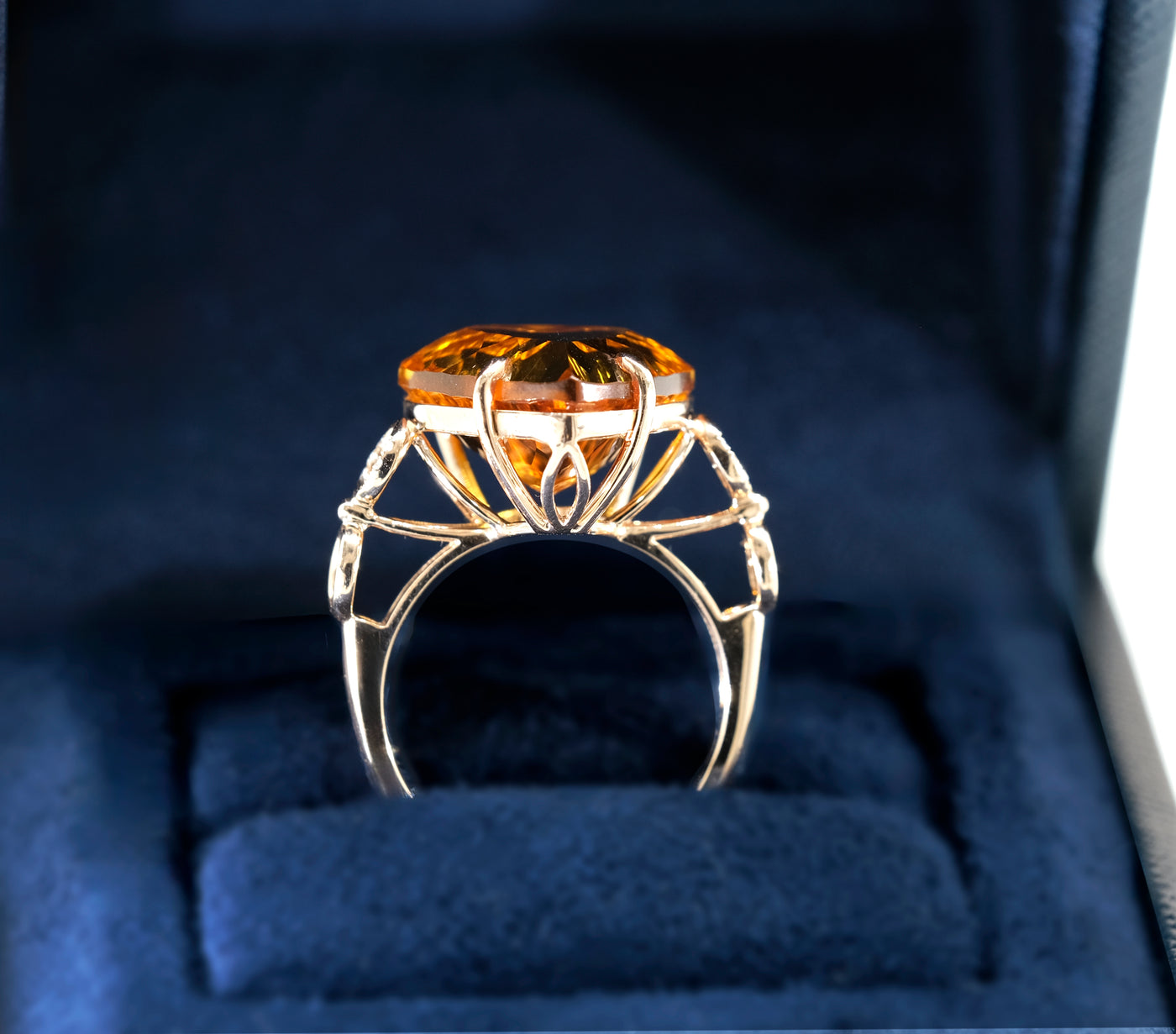 14K Yellow Gold Citrine & Diamond Ring