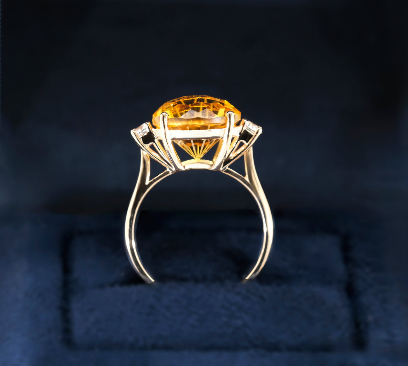 14K Yellow Gold Citrine & Diamond Ring