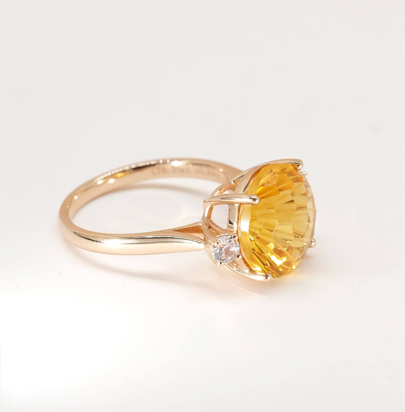 14K Yellow Gold Citrine & Diamond Ring