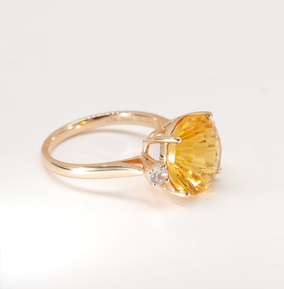 14K Yellow Gold Citrine & Diamond Ring