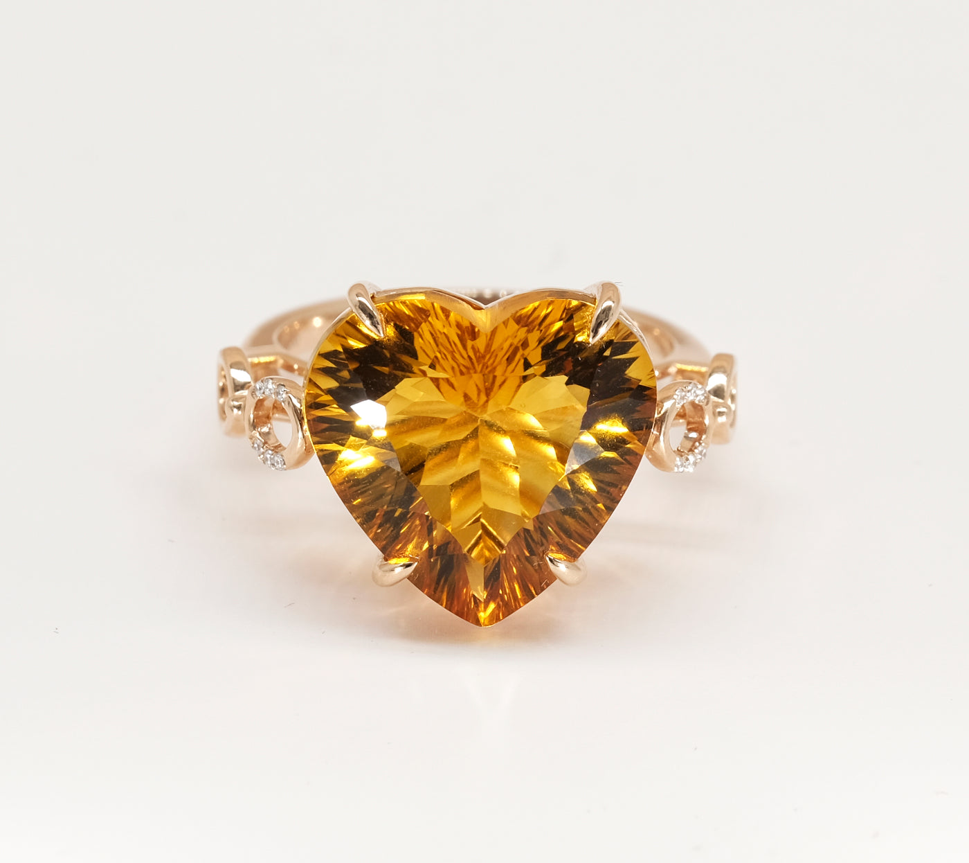 14K Yellow Gold Citrine & Diamond Ring