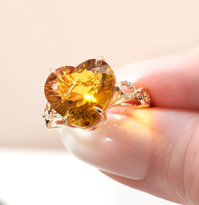 14K Yellow Gold Citrine & Diamond Ring