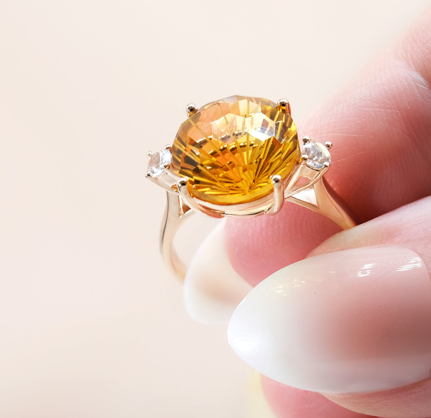 14K Yellow Gold Citrine & Diamond Ring