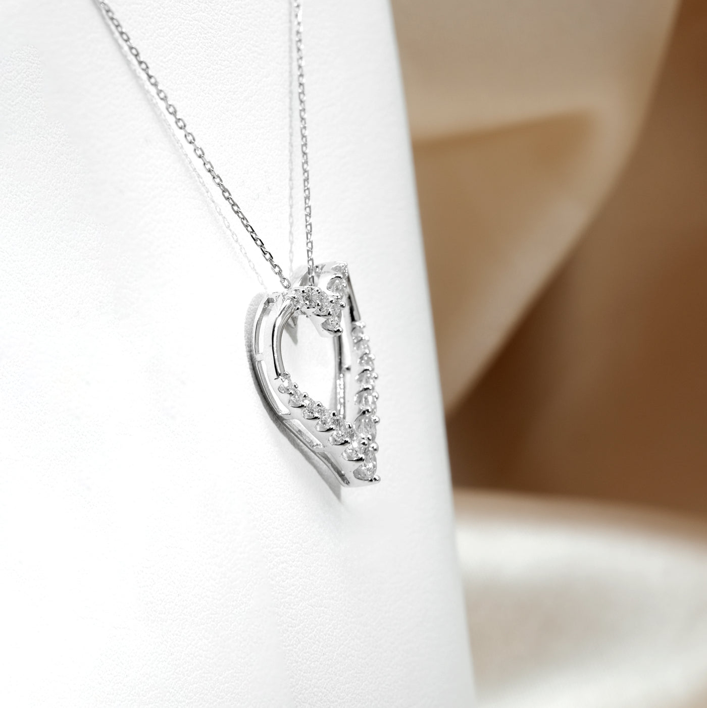 925 Sterling Silver Natural Diamond Heart Pendant