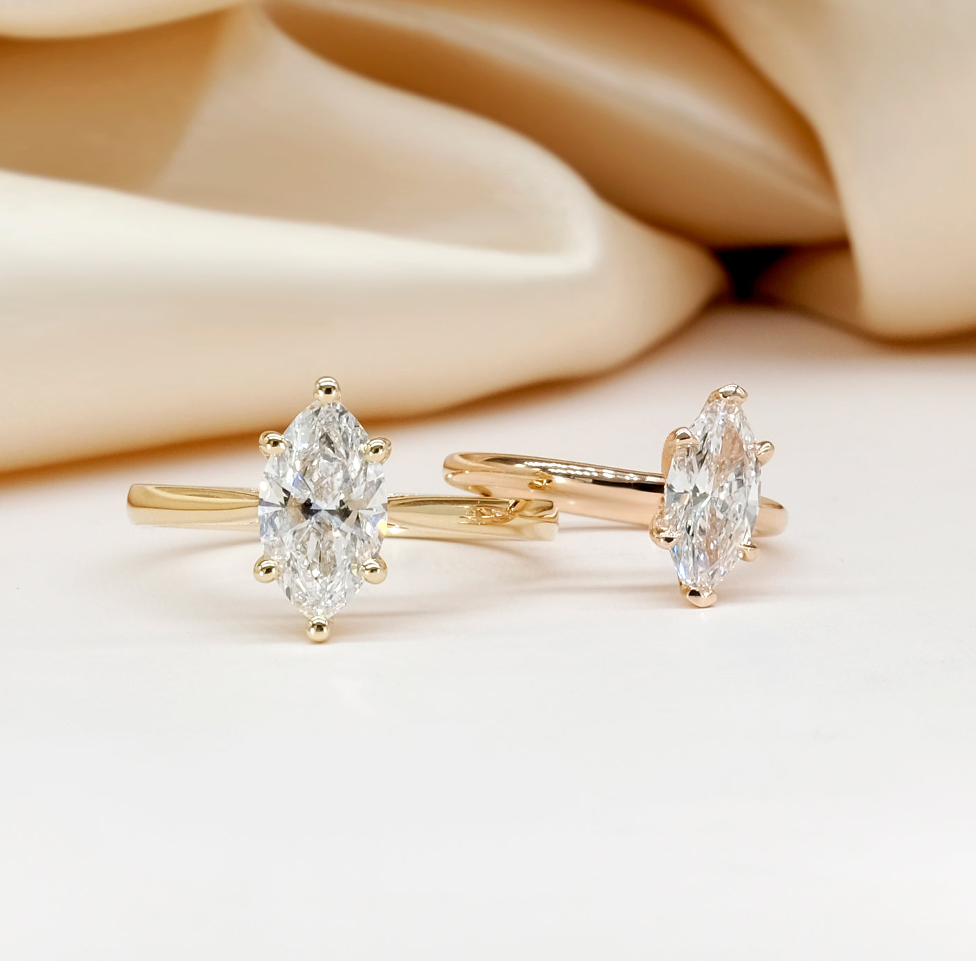 The Aria Ring - 6-Claw Marquise Solitaire - Lab Grown Diamond