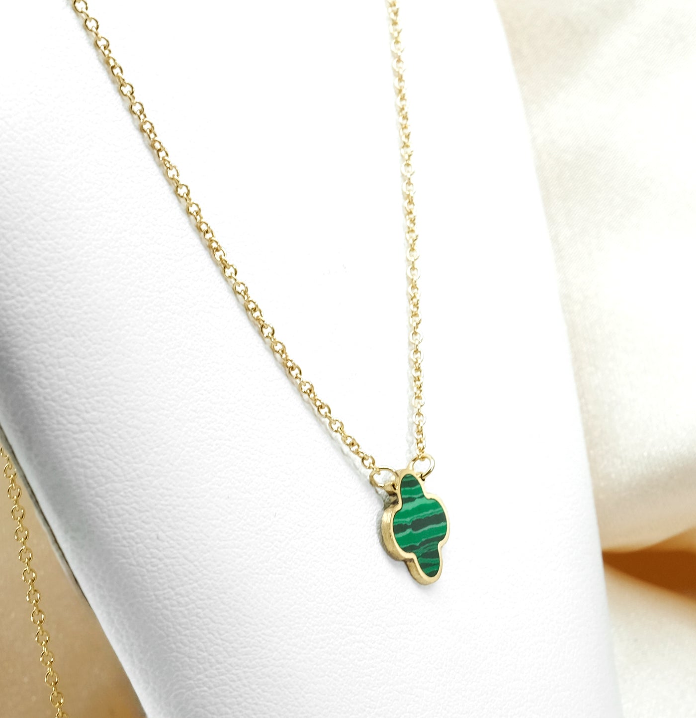 9K Yellow Gold Malachite Necklace