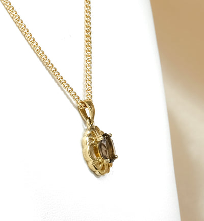 9K Yellow Gold Smokey Quartz Pendant
