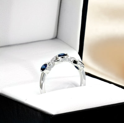 14K White Gold Sapphire & Diamond Ring