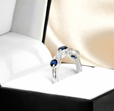 14K White Gold Sapphire & Diamond Ring