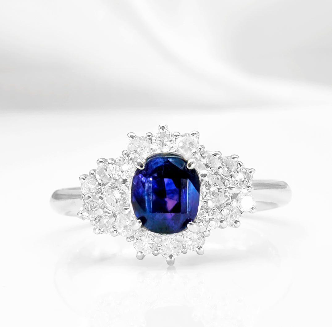 Platinum Sapphire & Diamond Ring