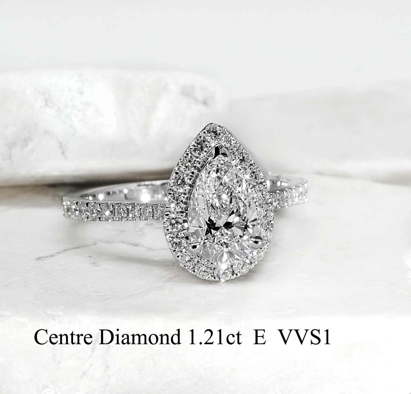 Pear Lab Grown Diamond Halo Engagement Ring -  Erica