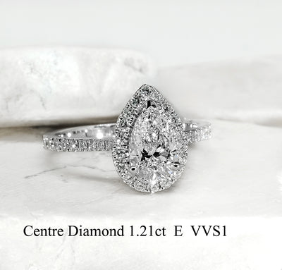 Pear Lab Grown Diamond Halo Engagement Ring -  Erica