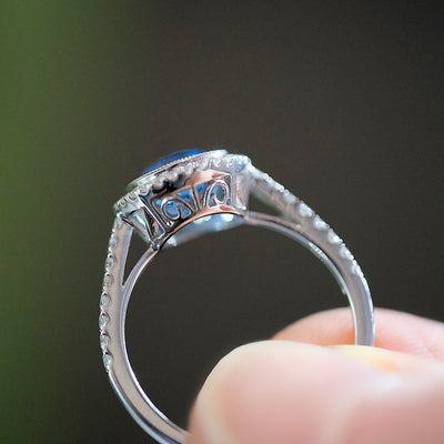 White Gold Diamond & Blue Topaz Ring