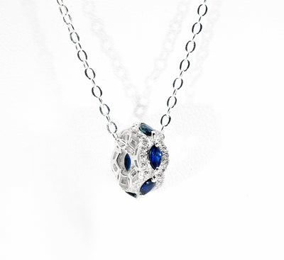 18K White Gold Sapphire and Diamond Pendant