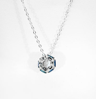 18K White Gold Sapphire and Diamond Pendant