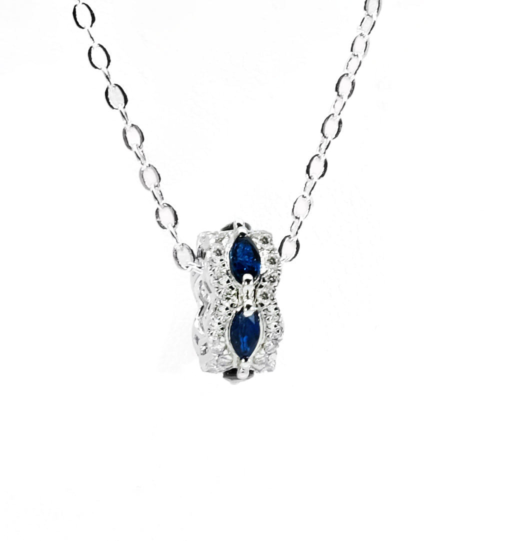 18K White Gold Sapphire and Diamond Pendant