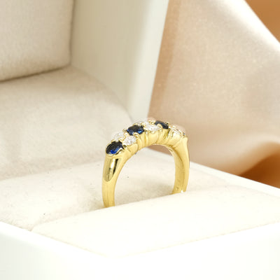 18K Yellow Gold Sapphire & Diamond Ring