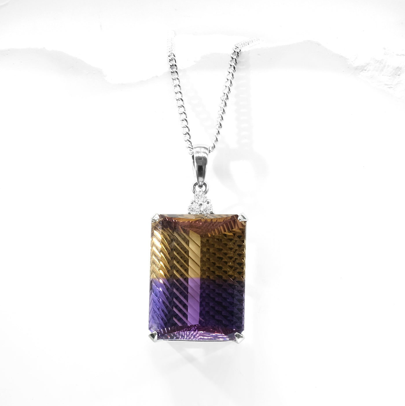 Platinum Ametrine & Diamond Pendant