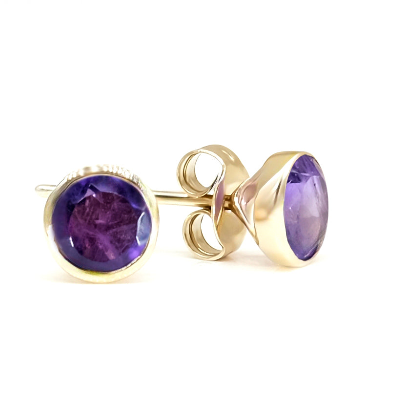 9K Yellow Gold Amethyst Earrings