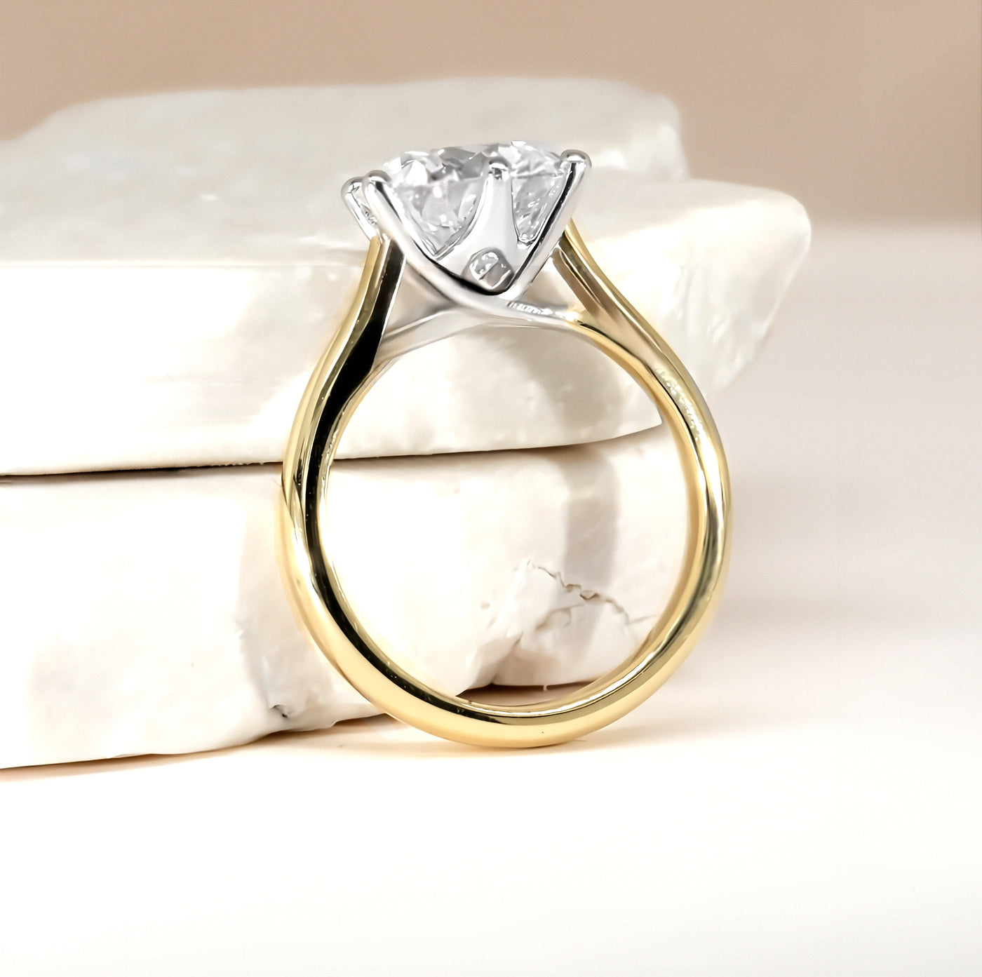 The Jasmine Ring - Cathedral Two Tone Setting - Lab Grown Diamond