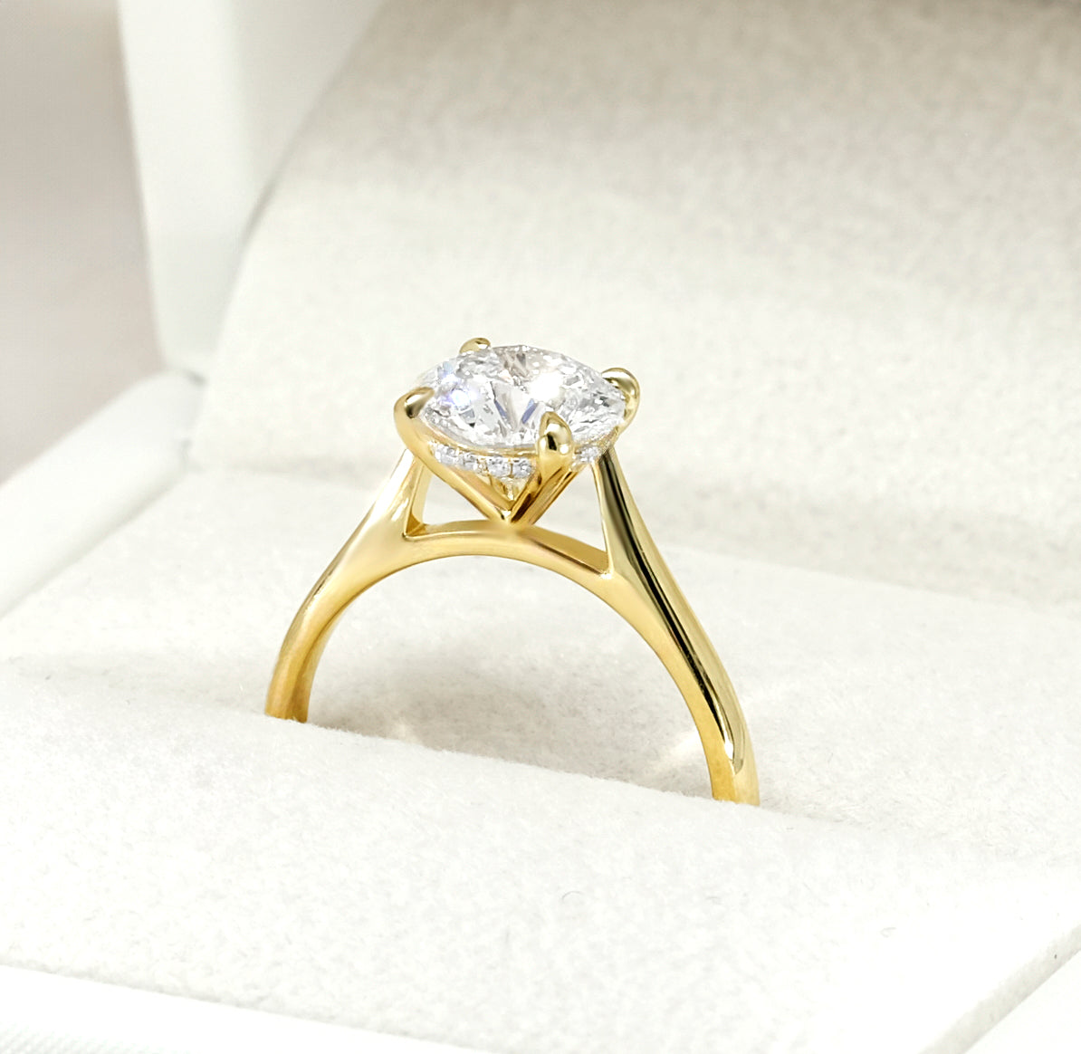 The Ophelia Ring - Cathedral Set with Hidden Halo - Lab Grown Diamond