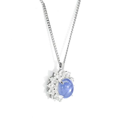 Platinum Star Sapphire and Diamond Pendant