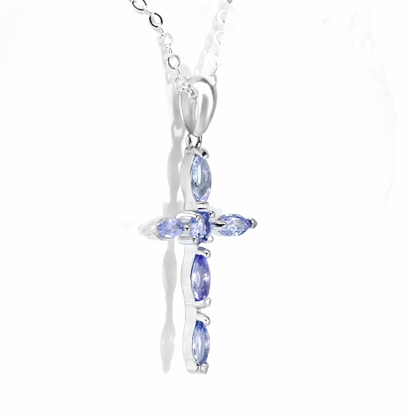 Sterling Silver Tanzanite Cross Pendant