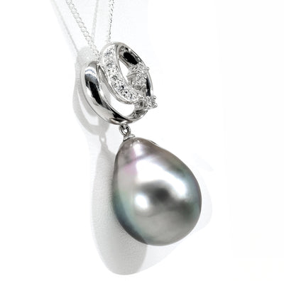 Platinum Tahitian Baroque Pearl & Diamond Pendant