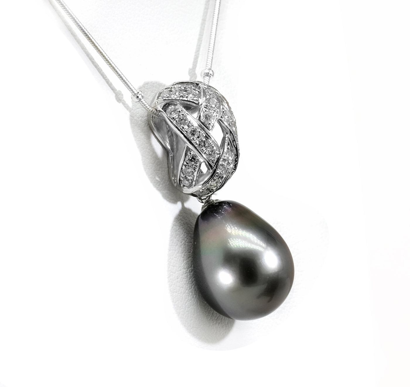 Platinum Tahitian Pearl & Diamond Pendant