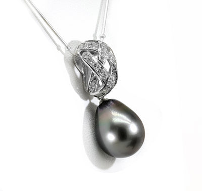 Platinum Tahitian Pearl & Diamond Pendant