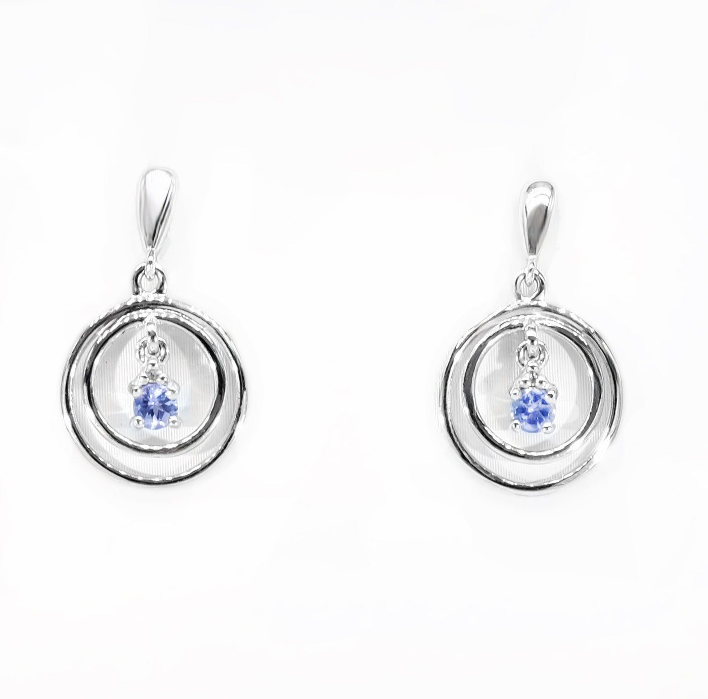 9K White Gold Tanzanite & Diamond Earrings