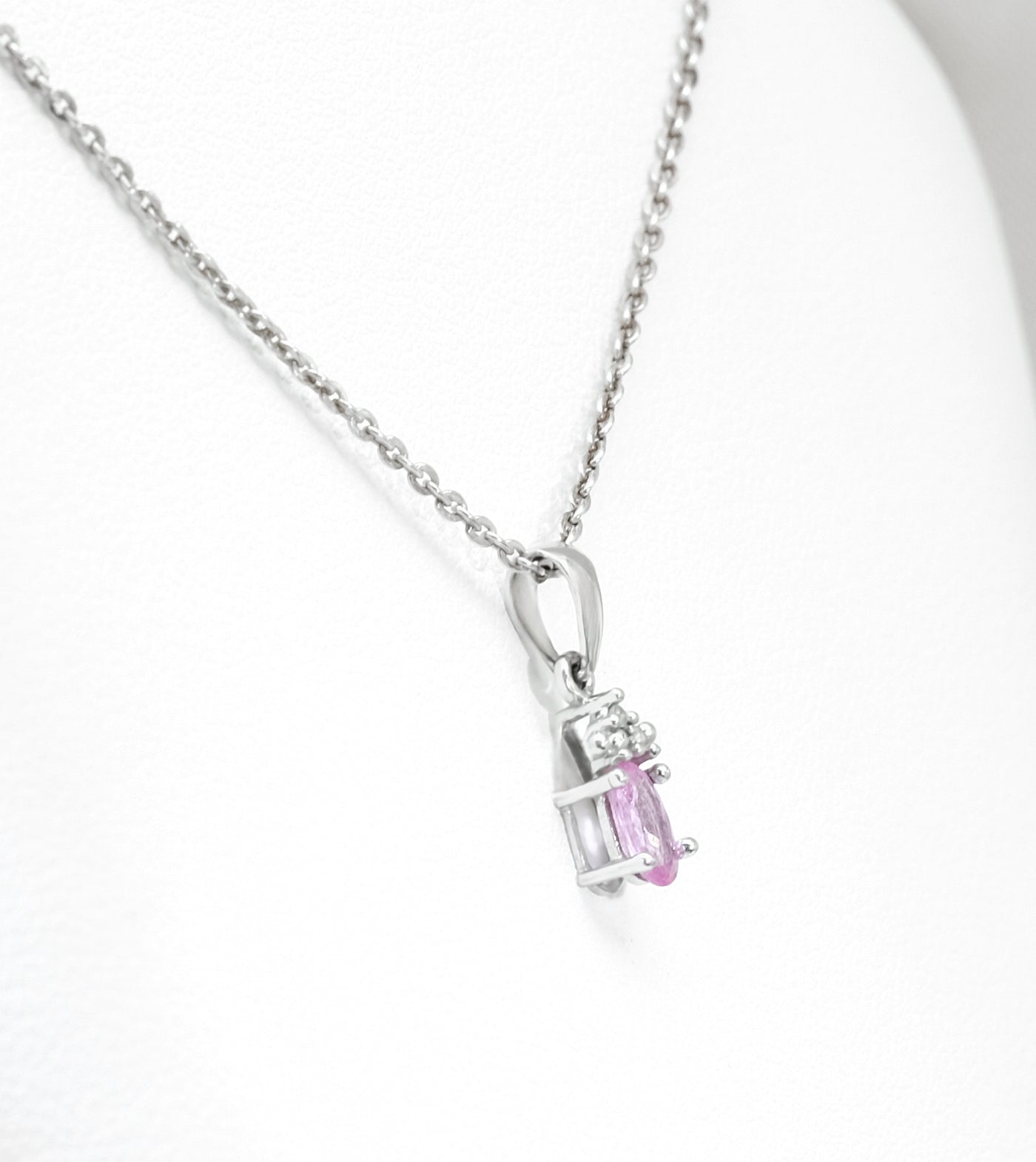 10K White Gold Pink Sapphire Pendant