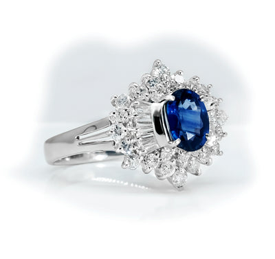 Platinum Sapphire & Diamond Ring