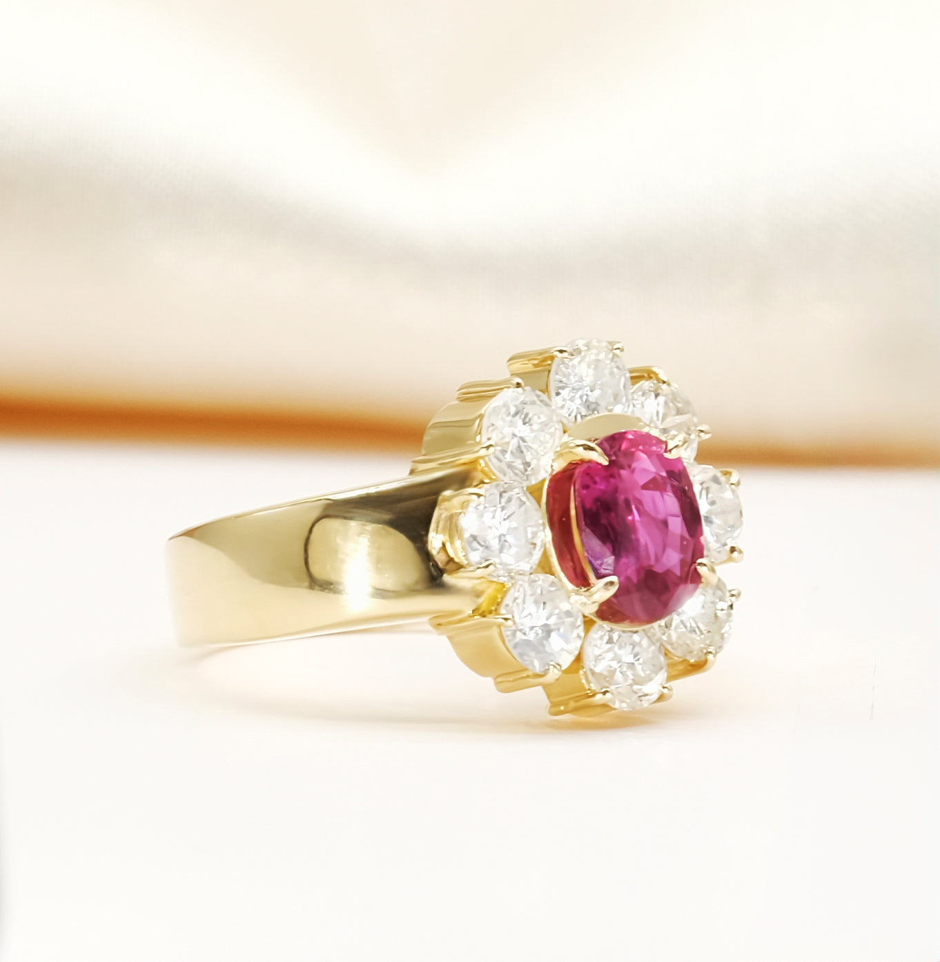 18K Yellow Gold Ruby & Diamond Ring