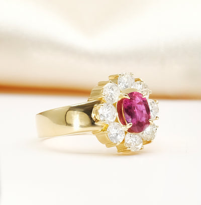 18K Yellow Gold Ruby & Diamond Ring