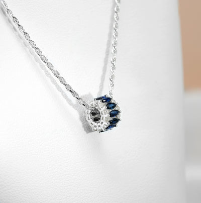 White Gold Diamond & Sapphire Pendant